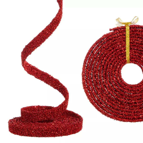 RAZ Imports Red Beaded Ribbon Christmas Garland RAZ Imports Red Beaded Ribbon Christmas Garland