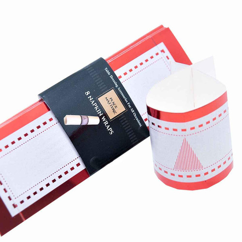 Christmas Elves Foil Stripe Christmas Napkin Wraps Red Christmas Elves Foil Stripe Christmas Napkin Wraps Red
