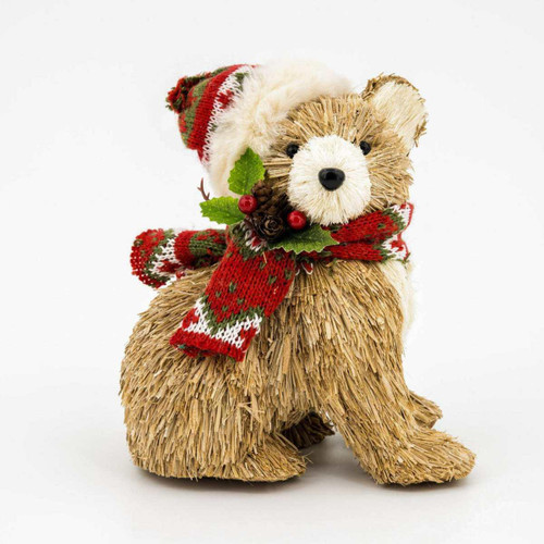 Festive Brown Sitting Christmas Bear – 17cm Festive Brown Sitting Christmas Bear – 17cm