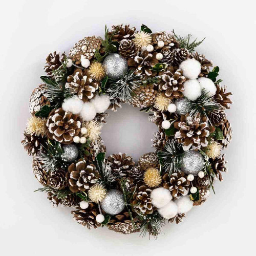 Christmas Elves Bauble Pinecone Wreath - 34cm Christmas Elves Bauble Pinecone Wreath - 34cm