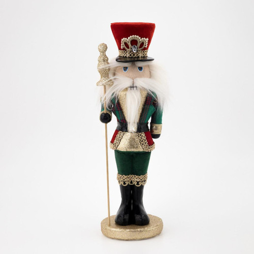 Christmas Elves Red Green Tartan Nutcracker - 41cm 