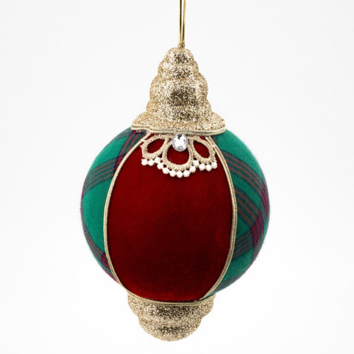 Christmas Elves Red Green Tartan Bauble - 20cm Christmas Elves Red Green Tartan Bauble - 20cm