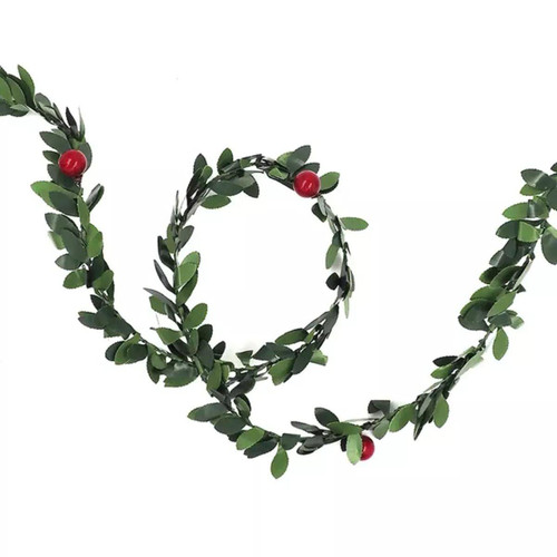 Christmas Elves Christmas Holly and Berry Leaf Trim Garland - 2.5m 