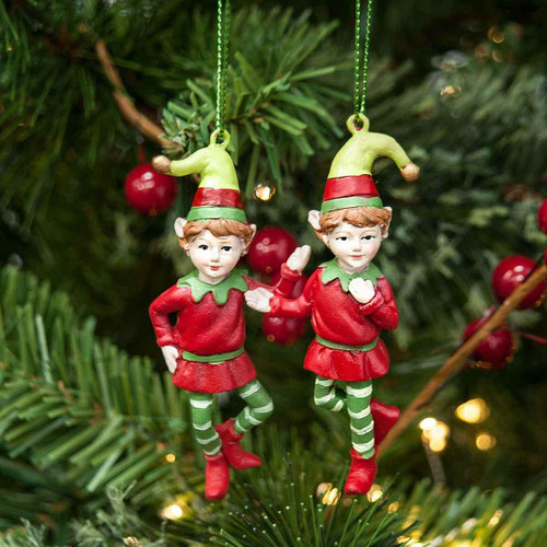 Christmas Elves Elf Hanging Ornament (2 Styles) - 9.5cm Christmas Elves Elf Hanging Ornament (2 Styles) - 9.5cm
