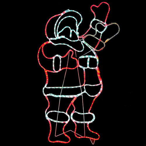 Christmas Elves Red White LED Ropelight Waving Santa Claus Motif