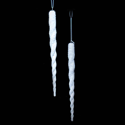 Christmas Elves Frosted White Hanging Icicle Ornament Christmas Elves Frosted White Hanging Icicle Ornament
