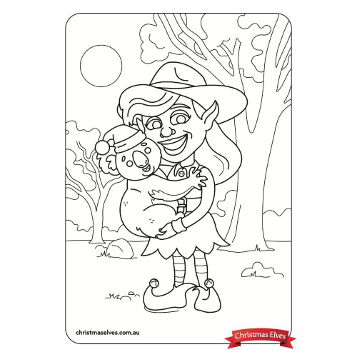 Elf Series Printable Christmas Aussie Elf Colouring Page Elf Series Printable Christmas Aussie Elf Colouring Page