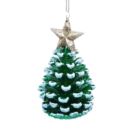Christmas Elves Green Christmas Tree with Star Pinecone Ornament - 10cm Christmas Elves Green Christmas Tree with Star Pinecone Ornament - 10cm