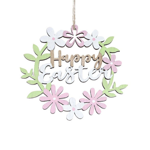 Easter Town Happy Easter Floral Wooden Plaque - 23cm Easter Town Happy Easter Floral Wooden Plaque - 23cm