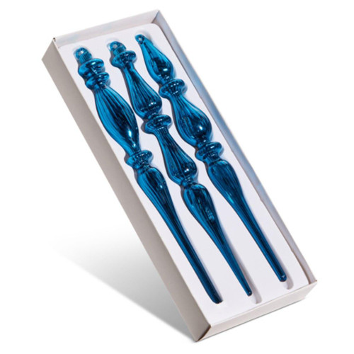 RAZ Imports Blue Finial Glass Ornament (Set of 3) - 28cm RAZ Imports Blue Finial Glass Ornament (Set of 3) - 28cm