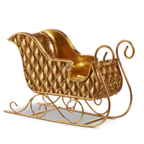 RAZ Imports Gold Quilted Sleigh - 20cm RAZ Imports Gold Quilted Sleigh - 20cm