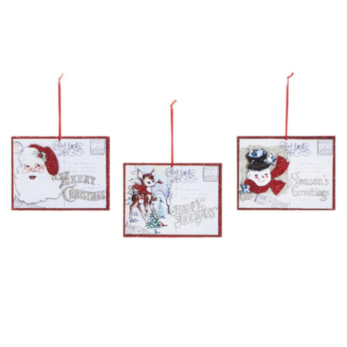 RAZ Imports Christmas Postcard Ornament (3 Styles) - 16cm RAZ Imports Christmas Postcard Ornament (3 Styles) - 16cm