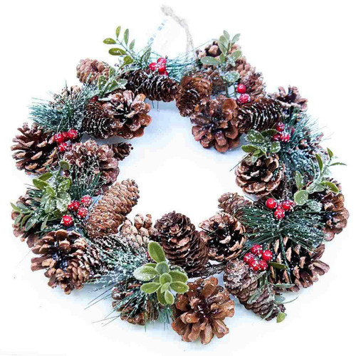 Christmas Elves Red Berry Pinecone Wreath - 30cm Christmas Elves Red Berry Pinecone Wreath - 30cm