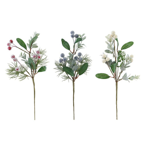 Christmas Elves Mistletoe Eucalyptus Berry Pick (3 Styles) - 30cm Christmas Elves Mistletoe Eucalyptus Berry Pick (3 Styles) - 30cm