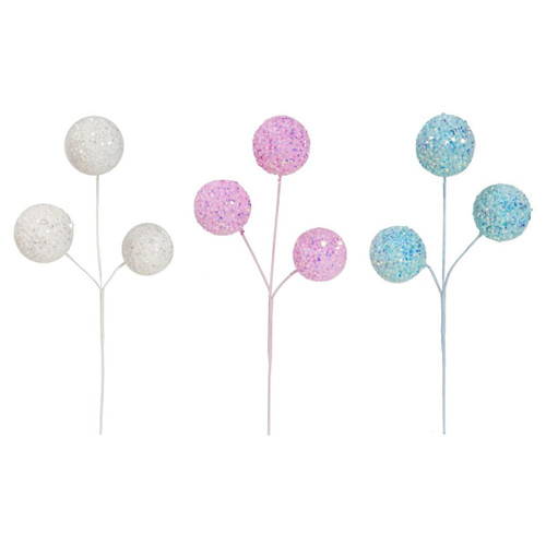 Christmas Elves Icy Pastel Bauble Spray (3 Colours) - 38cm Christmas Elves Icy Pastel Bauble Spray (3 Colours) - 38cm