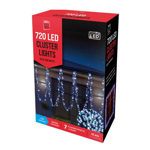Christmas Elves 720 LED Blue White Cluster Lights - 10.4m Christmas Elves 720 LED Blue White Cluster Lights - 10.4m