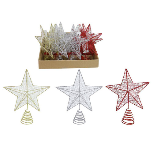 Christmas Elves Glitter Wire Star Topper (3 Colours) - 20cm Christmas Elves Glitter Wire Star Topper (3 Colours) - 20cm