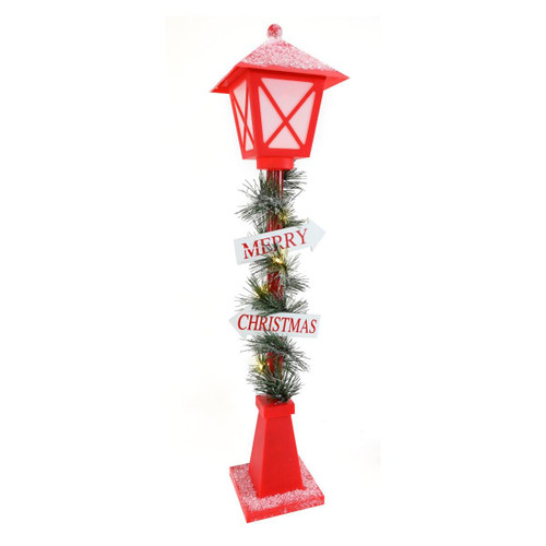 Christmas Elves Red Light Up Lamp Post with Merry Christmas Signs - 64cm Christmas Elves Red Light Up Lamp Post with Merry Christmas Signs - 64cm