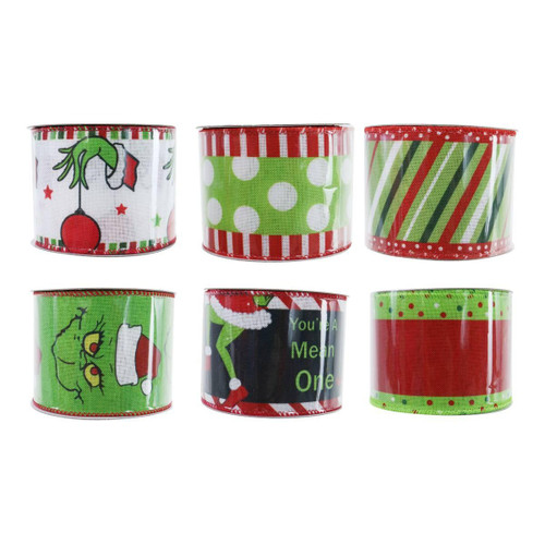Christmas Elves Grinch Green Ribbon (6 Designs) 60mm x 2.7m Christmas Elves Grinch Green Ribbon (6 Designs) 60mm x 2.7m