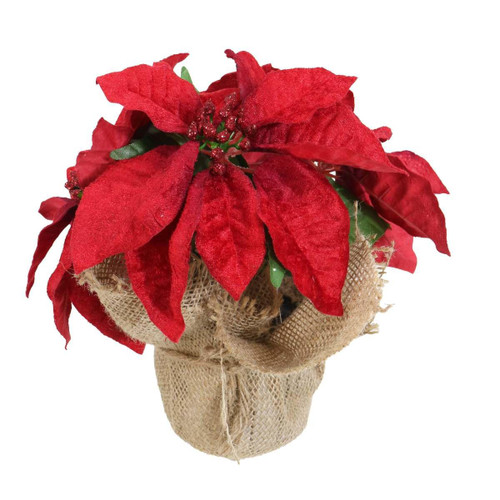 Christmas Elves Red Poinsettia Flower Pot - 28cm Christmas Elves Red Poinsettia Flower Pot - 28cm