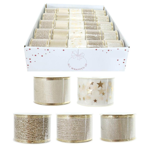 Christmas Elves Champagne Ribbon (5 Styles) - 50mm x 2.7m Christmas Elves Champagne Ribbon (5 Styles) - 50mm x 2.7m