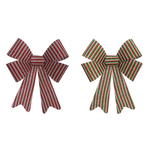 Christmas Elves Candycane Tinsel Bow (2 Colours) - 46cm Christmas Elves Candycane Tinsel Bow (2 Colours) - 46cm