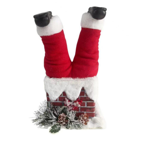 Christmas Elves Santa Legs in Chimney Animated Kicking - 35cm Christmas Elves Santa Legs in Chimney Animated Kicking - 35cm