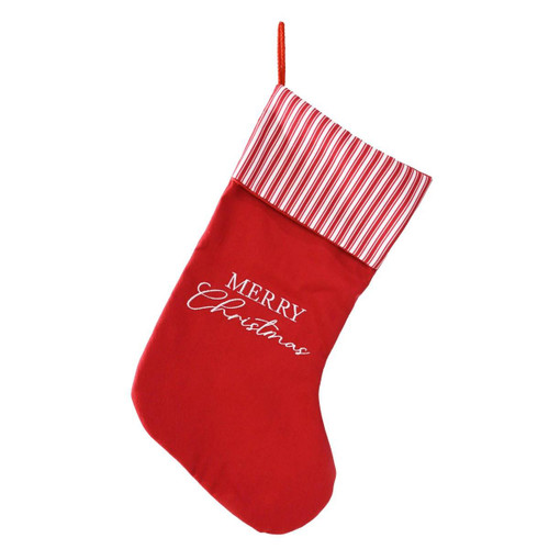 Christmas Elves Christmas Stocking with Candy Stripe Border Christmas Elves Christmas Stocking with Candy Stripe Border