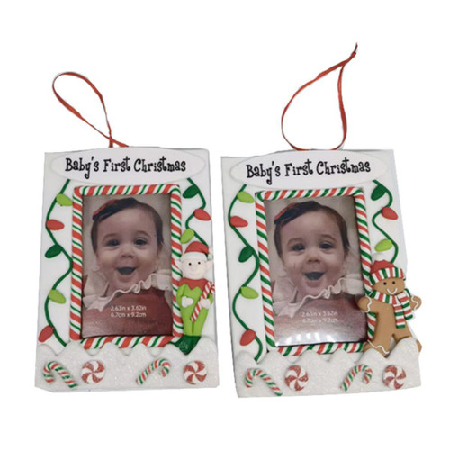 Christmas Elves Baby 1st Christmas Photo Frame Ornament (2 Designs) - 13cm 