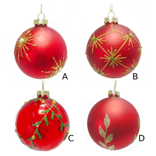 Christmas Elves Red Handpainted Glass Bauble (4 Styles) - 100mm Christmas Elves Red Handpainted Glass Bauble (4 Styles) - 100mm