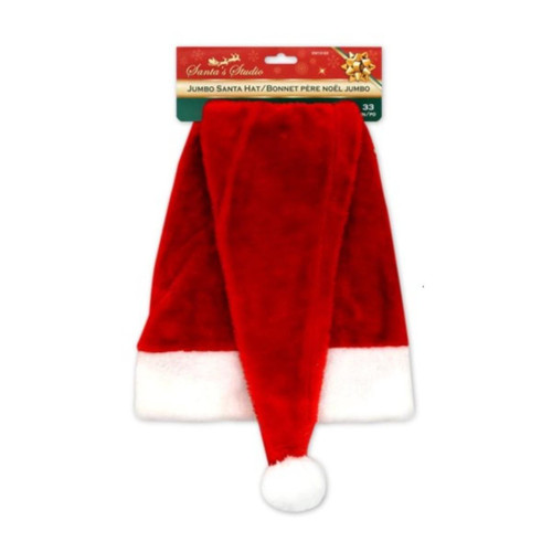 Christmas Elves Plush Santa Hat with White Plush Trim - 76cm Christmas Elves Plush Santa Hat with White Plush Trim - 76cm
