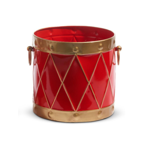 RAZ Imports Red Gold Drum Metal Container - 22cm RAZ Imports Red Gold Drum Metal Container - 22cm