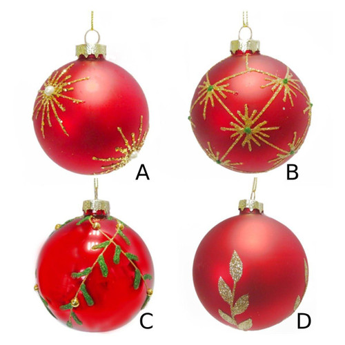 Christmas Elves Red Handpainted Glass Bauble (4 Styles) - 80mm Christmas Elves Red Handpainted Glass Bauble (4 Styles) - 80mm