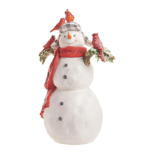 RAZ Imports Snowman with Cardinals - 37cm RAZ Imports Snowman with Cardinals - 37cm