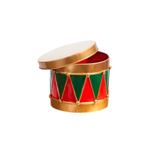 RAZ Imports Gold Red Green Christmas Drum Canister - 12cm RAZ Imports Gold Red Green Christmas Drum Canister - 12cm