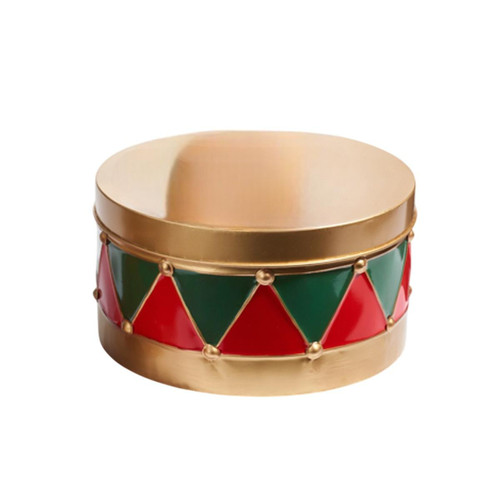 RAZ Imports Gold Red Green Christmas Drum Canister - 18cm RAZ Imports Gold Red Green Christmas Drum Canister - 18cm