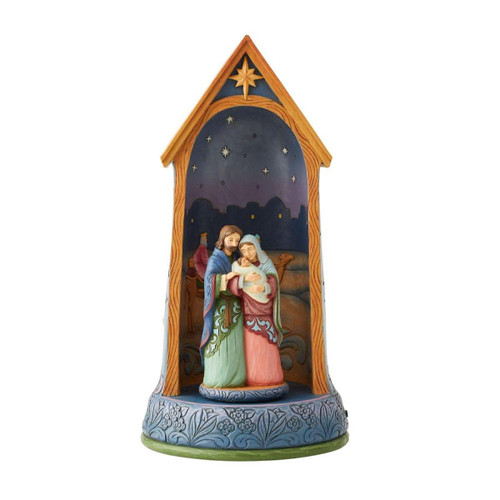 Jim Shore Heartwood Creek Lit Rotating Holy Family in Stable - 28cm  Jim Shore Heartwood Creek Lit Rotating Holy Family in Stable - 28cm