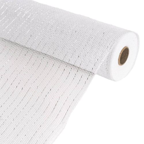 Christmas Elves Metallic White Mesh Wrap Roll - 53cm x 9m Christmas Elves Metallic White Mesh Wrap Roll - 53cm x 9m