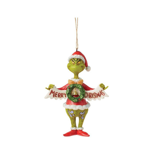 Jim Shore Dr Seuss Grinch with Merry Christmas Sign - 10cm Jim Shore Dr Seuss Grinch with Merry Christmas Sign - 10cm