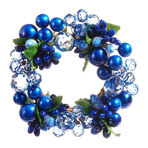 Decorative Blue Berry and Crystal Beaded Candle Ring Decorative Blue Berry and Crystal Beaded Candle Ring
