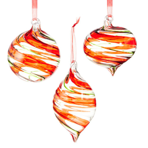 RAZ Imports Tricolour Spiral Glass Hanging Ornaments RAZ Imports Tricolour Spiral Glass Hanging Ornaments