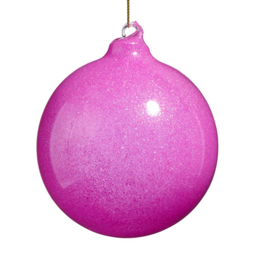 Fuchsia Pink Glitter Glass Bauble Fuchsia Pink Glitter Glass Bauble