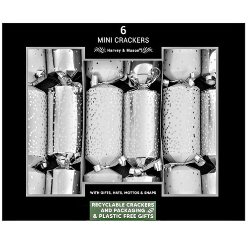 Elegant Silver Mini Crackers with Star Scatter Design – Set of 6