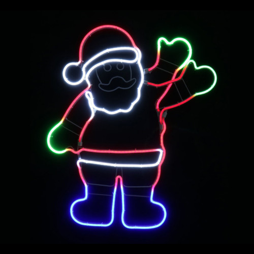 Christmas Elves Waving Santa Light-Up Display Christmas Elves Waving Santa Light-Up Display