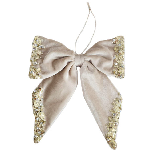 Vintage Champagne Double Bow Christmas Elegance Vintage Champagne Double Bow Christmas Elegance