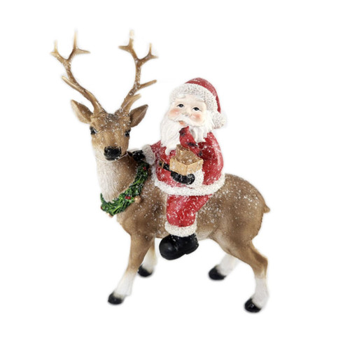 Charming Santa Claus on Deer Tabletop Ornament