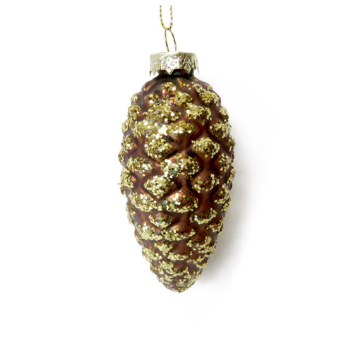 Shimmering Copper Glitter Pinecone Ornament