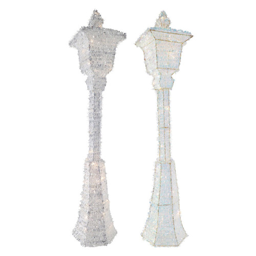 LED Tinsel Lamppost Christmas Decoration – Battery Operated (2 Styles)