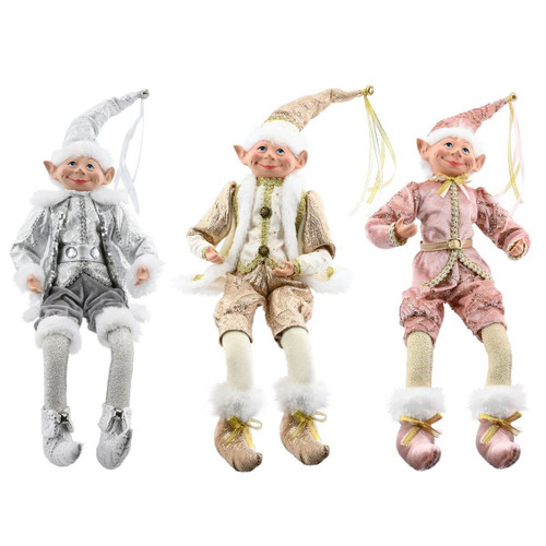Royal Elf Doll – Pink, Champagne & Silver Christmas Decoration (3 Styles)