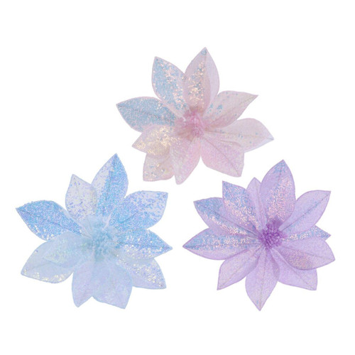 Christmas Elves Iridescent Mermaid Poinsettia Clip